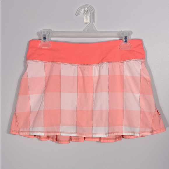 Lululemon Run: Pace Setter Skirt Pink Check size 6 - Picture 4 of 14